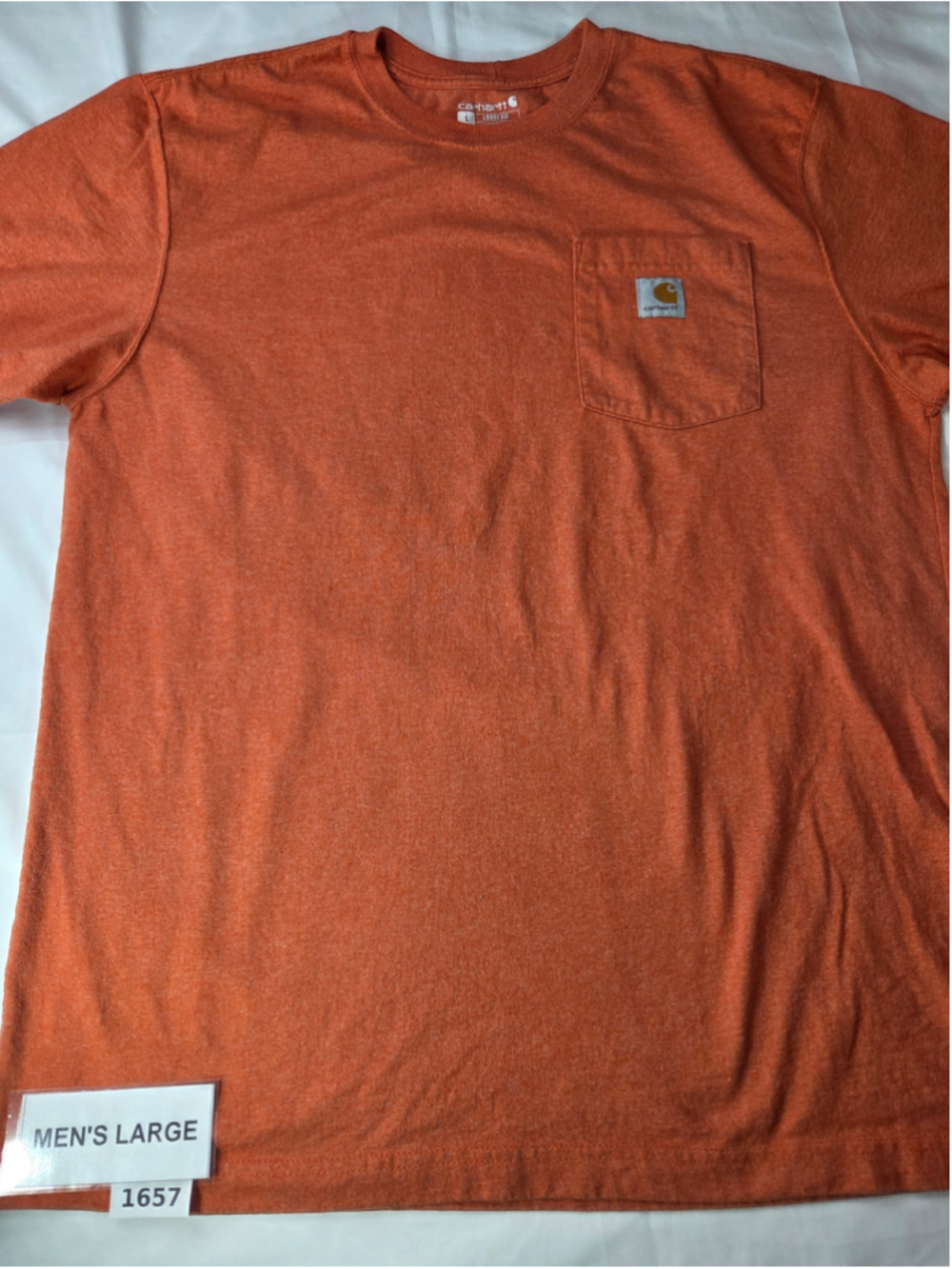 Men's Carhartt Short Sleeve Pocket Tee - Orange - Relax Fit - Size Large #1657